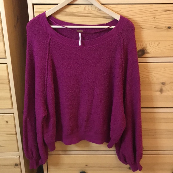 Free People Found My Friend Boucle Knit Oversized Sweater Purple Size XS - Picture 2 of 7